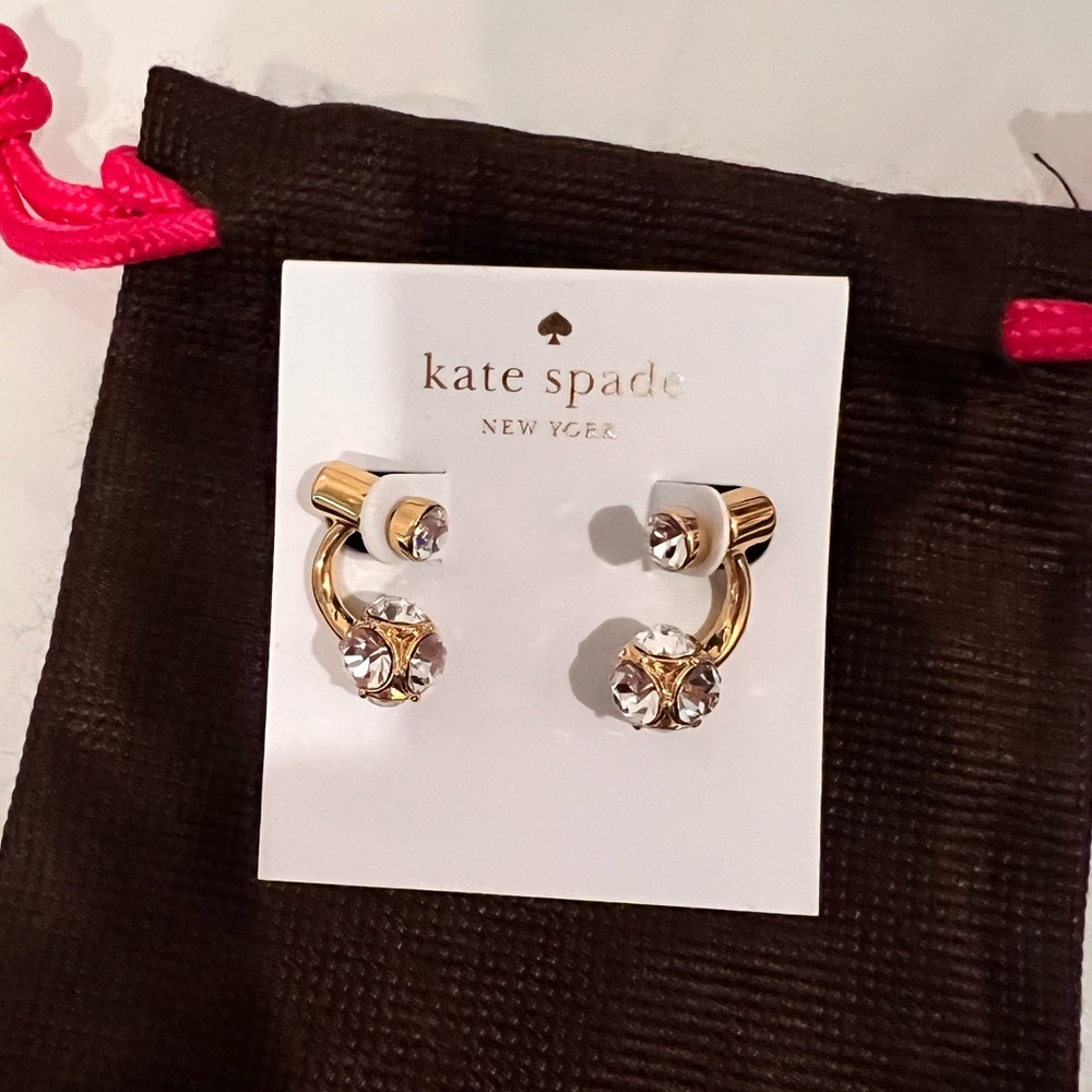 Kate Spade Gold With Clear Stones Two Piece Earrings